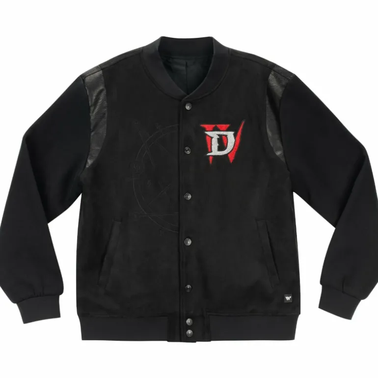 Wild Collective Diablo IV Black Button-Up Bomber Jacket