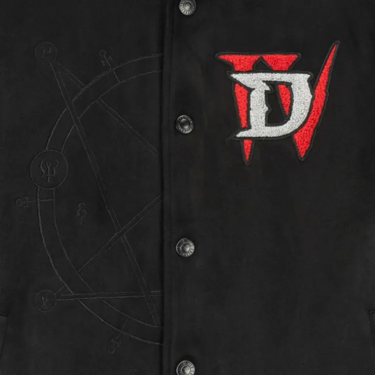 Wild Collective Diablo IV Black Button-Up Bomber Jacket
