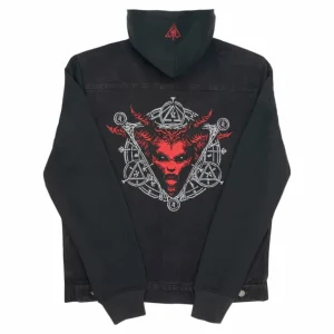 Thunderwear Diablo IV Lilith Denim Black Button-Up Hoodie Jacket