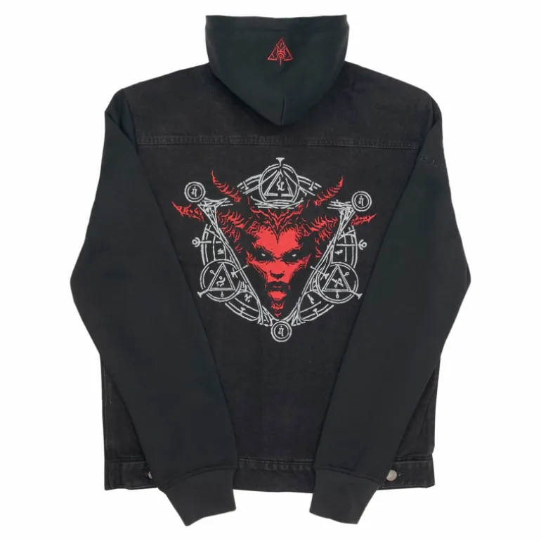 Thunderwear Diablo IV Lilith Denim Black Button-Up Hoodie Jacket