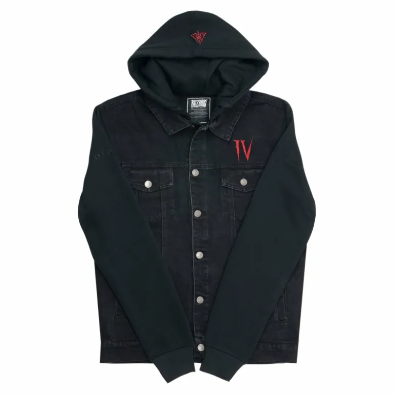 Thunderwear Diablo IV Lilith Denim Black Button-Up Hoodie Jacket