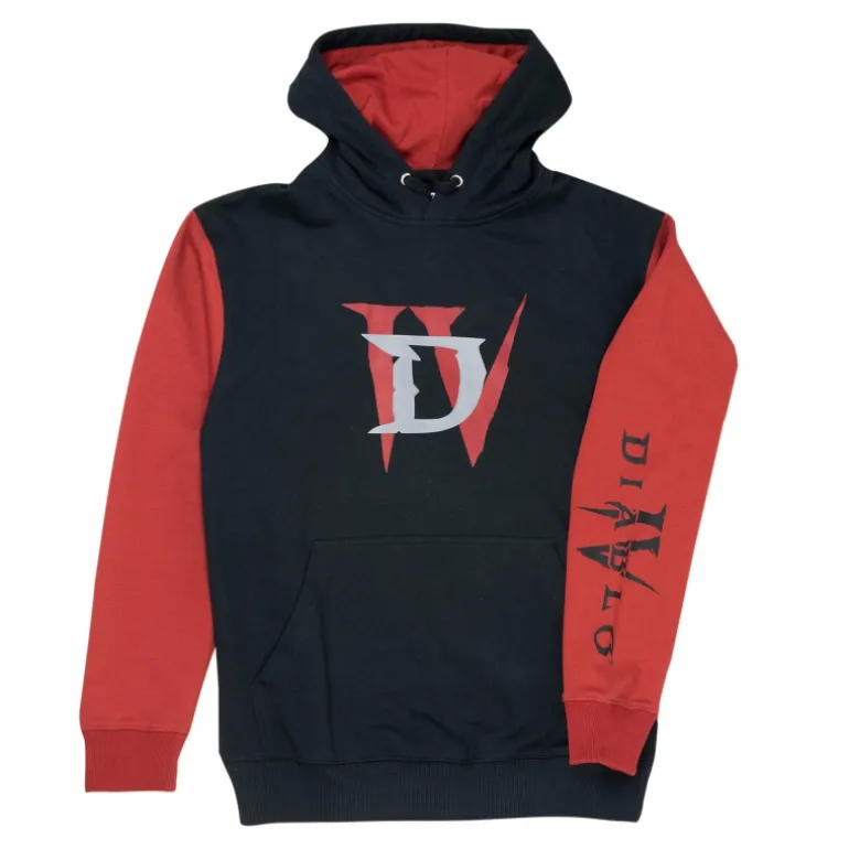 Fortune Fashion Diablo IV Logo Black Colorblock Pullover Hoodie