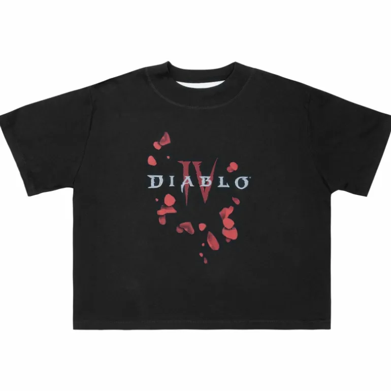 Women LGM Diablo IV Petals Women's Cropped Black T-Shirt