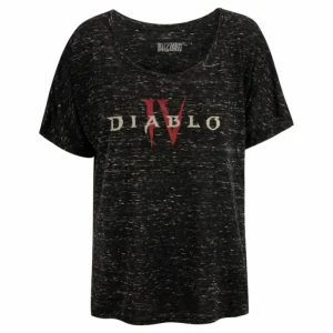 Women S u0026 S Diablo IV Women's Black Marbled Slouchy T-Shirt