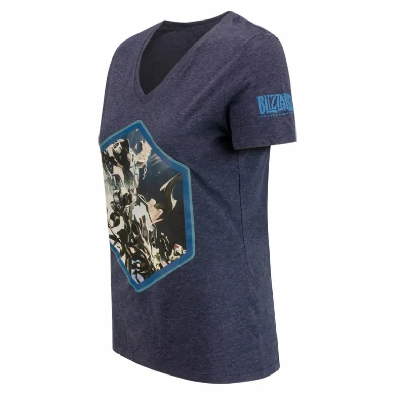 Women Fanatics Heroes of the Storm Hexagon Women's Heathered Navy V-Neck T-Shirt