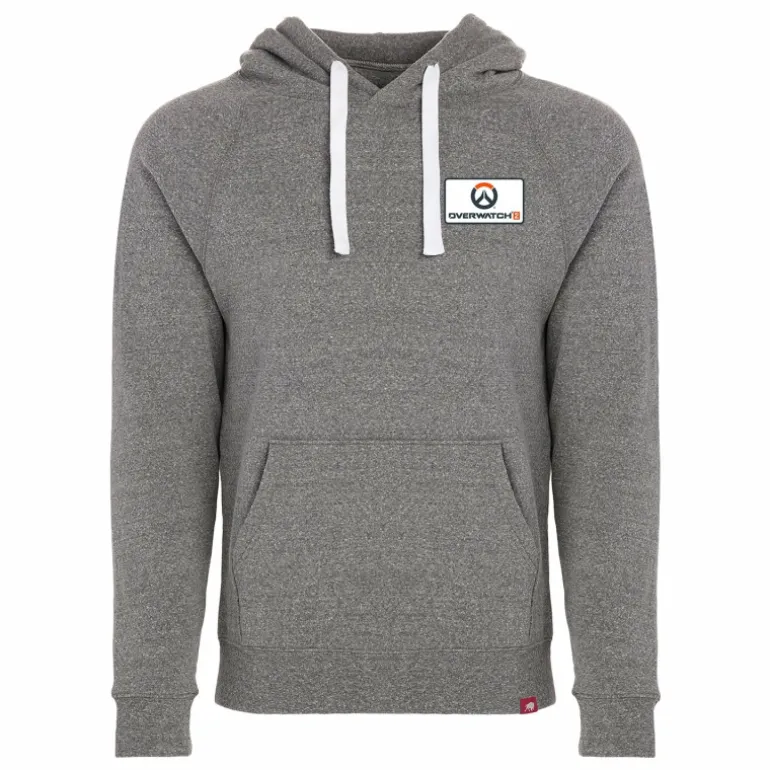 Sportiqe Overwatch 2 Logo Patch Grey Heather Pullover Hoodie