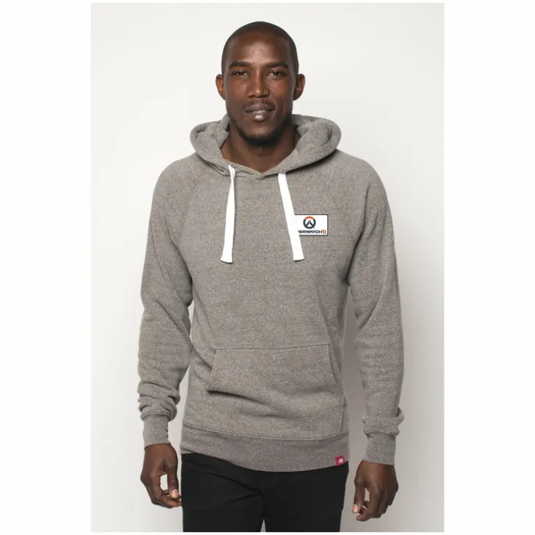 Sportiqe Overwatch 2 Logo Patch Grey Heather Pullover Hoodie