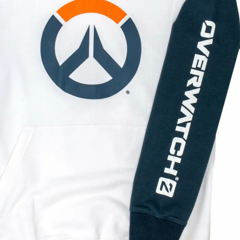 Fortune Fashion Overwatch 2 Logo White Colorblock Pullover Hoodie