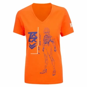 Women Fanatics Overwatch 2 Tracer Women's Orange V-Neck T-Shirt