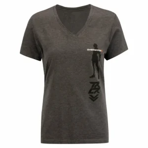 Women Fanatics Overwatch 2 Tracer Women's Charcoal V-Neck T-Shirt