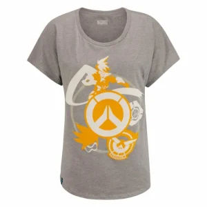 Women Fanatics Overwatch Tracer Women's Grey Scoop Neck T-Shirt