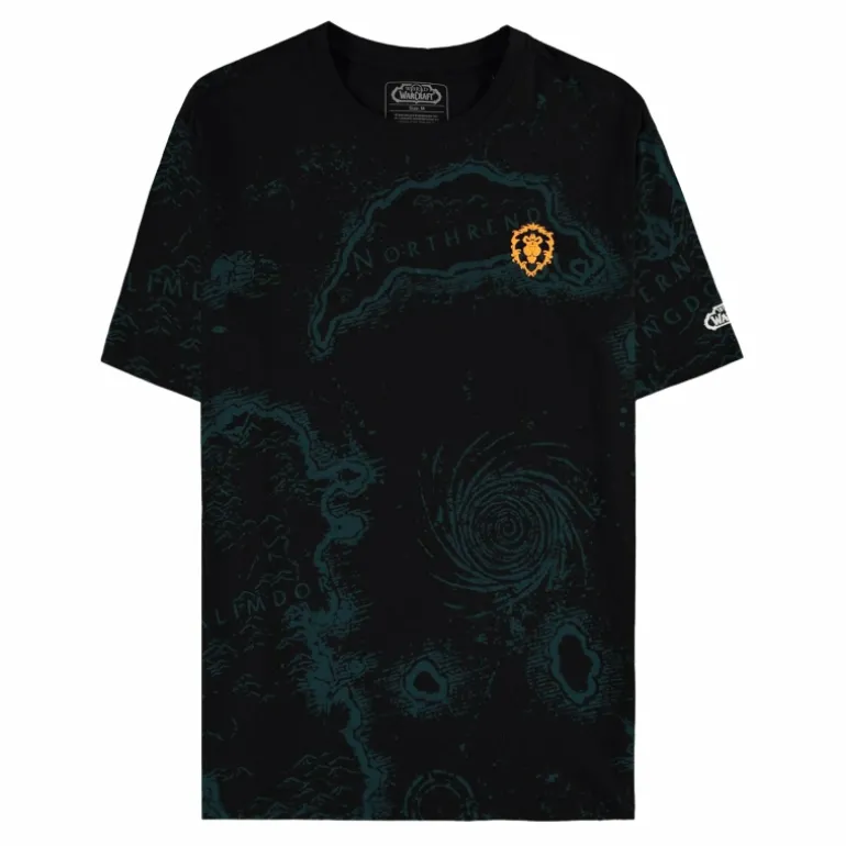 Difuzed World of Warcraft Alliance Map of Azeroth Black T-Shirt