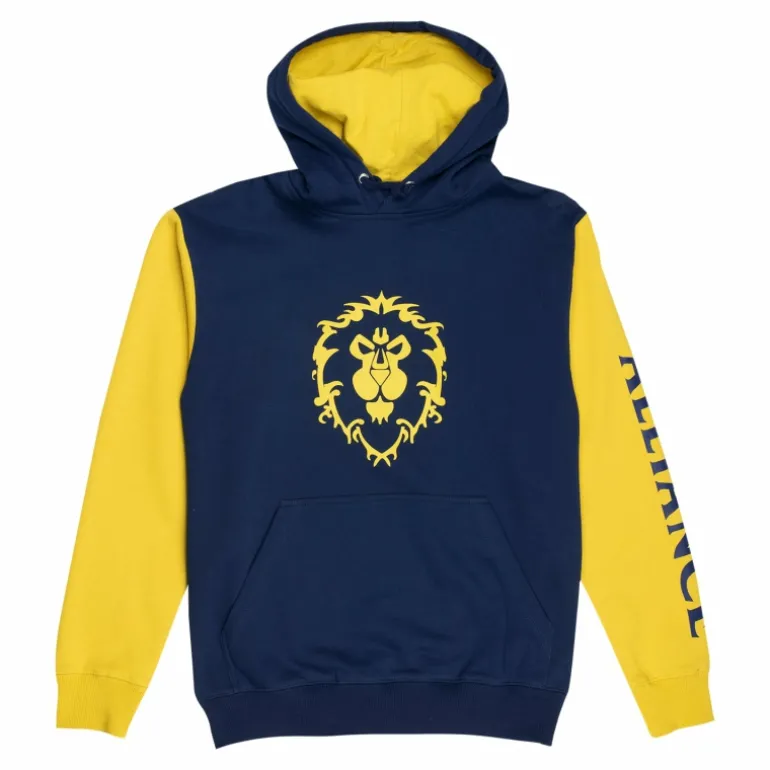Fortune Fashion World of Warcraft Alliance Logo Blue Colorblock Pullover Hoodie