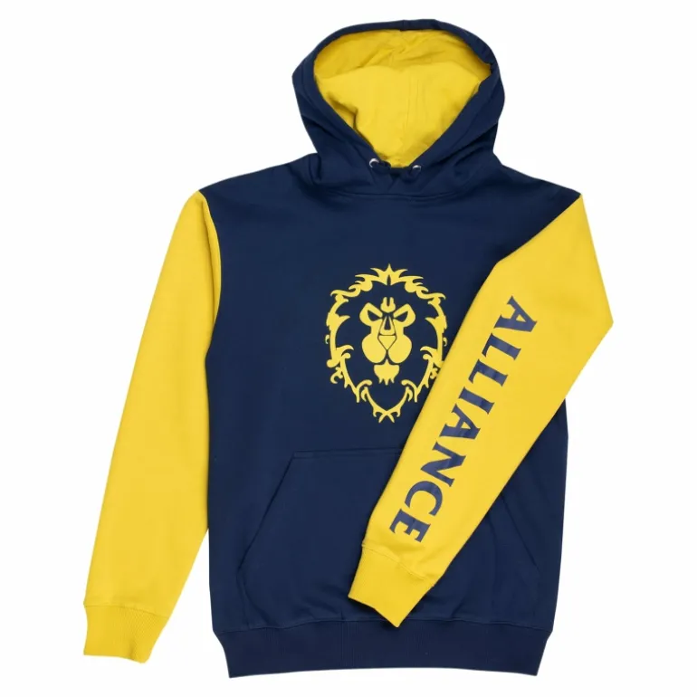 Fortune Fashion World of Warcraft Alliance Logo Blue Colorblock Pullover Hoodie