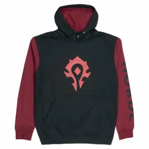 Fortune Fashion World of Warcraft Horde Logo Black Colorblock Pullover Hoodie