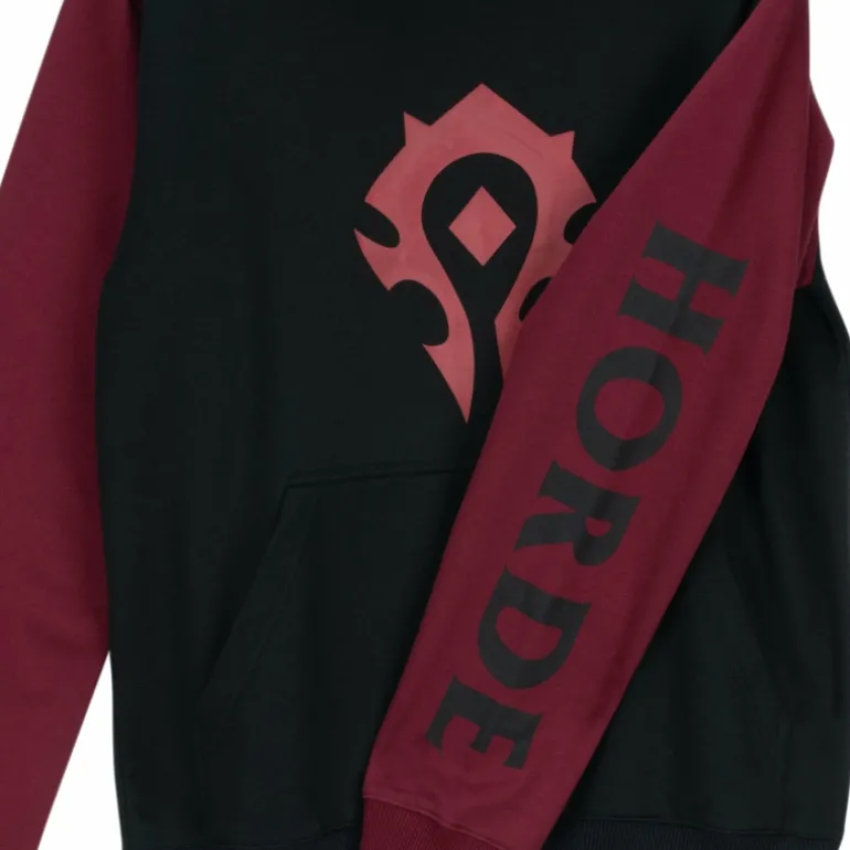 Fortune Fashion World of Warcraft Horde Logo Black Colorblock Pullover Hoodie